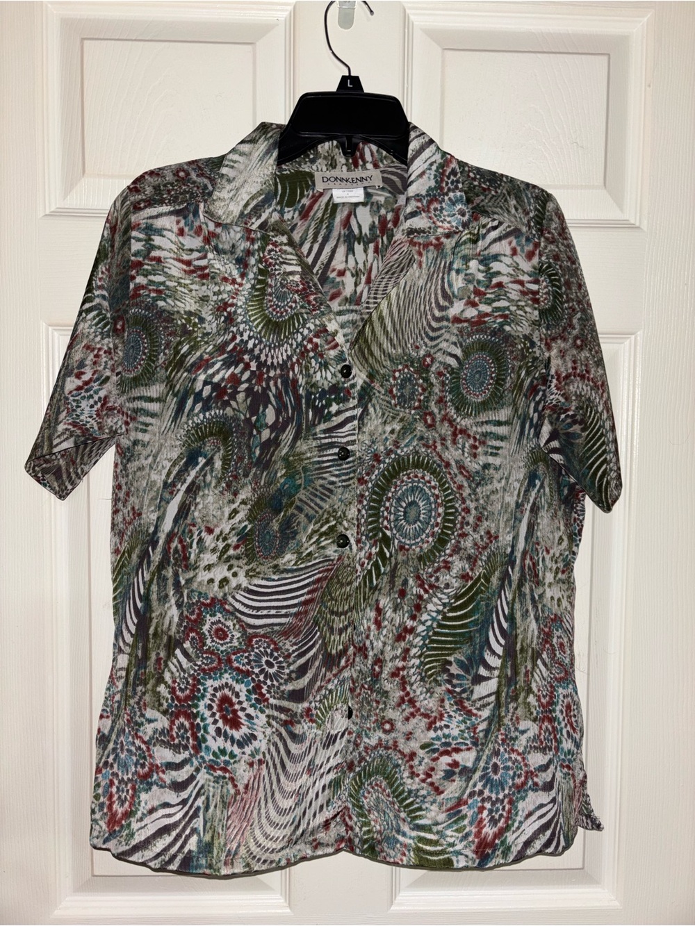 Women's Printed Short-Sleeve Blouse in Multicolor by Donnkenny